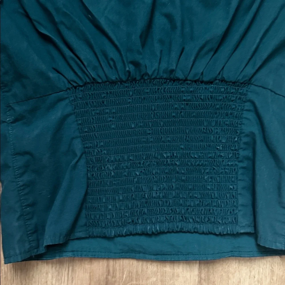 Abercrombie & Fitch Puff Sleeve Long Sleeve Top In‎ Forest Green